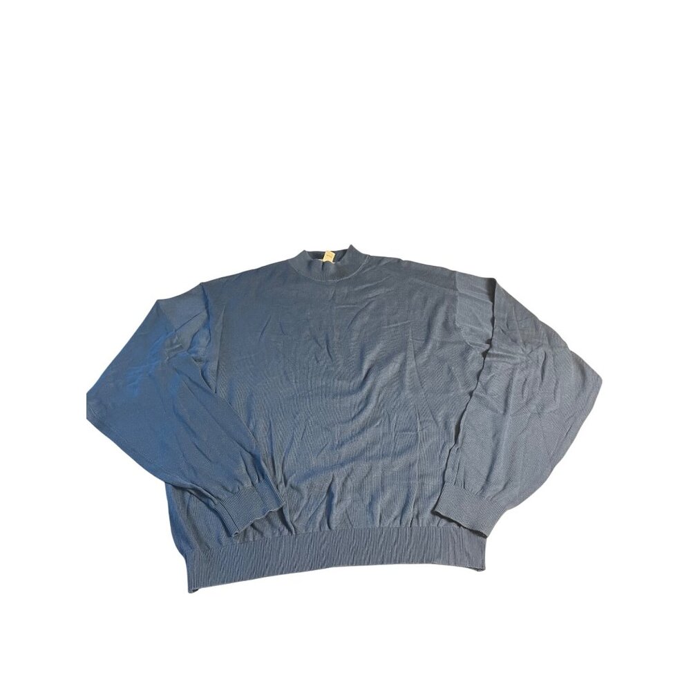Pronto Uomo Mens Lightweight Mock Neck Sweater 2XLT blue  Silk & Cotton Blend